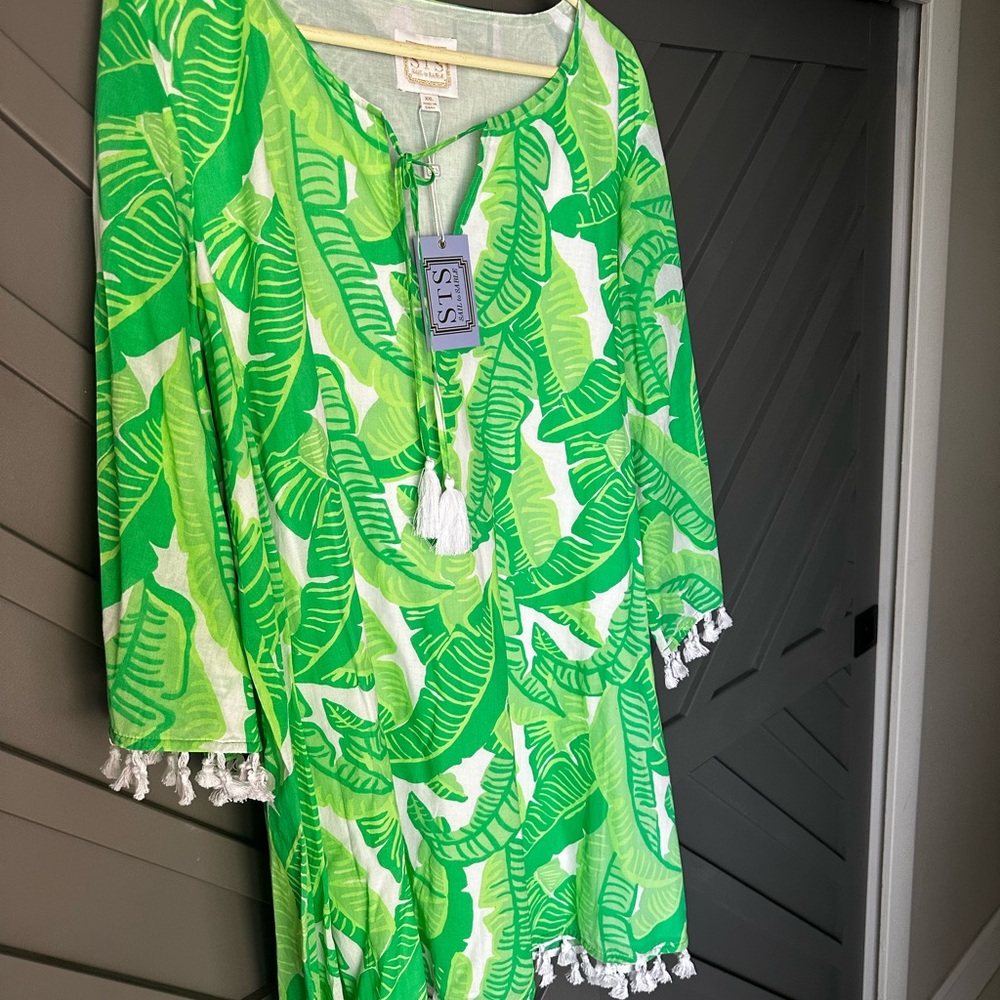 Sail to Sable Green Leaf Print Tunic